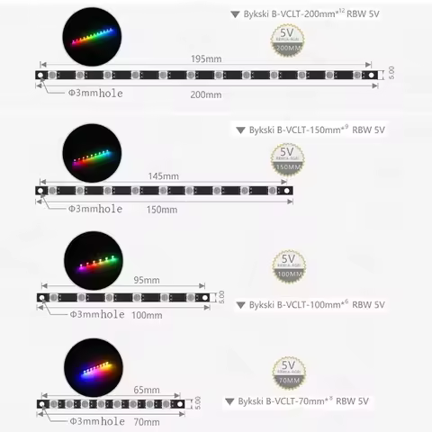 Bykski LED Strip 12v/5v for CPU GPU Block Water cooling 70/100/150/200mm Support Sync Motherboard B-
