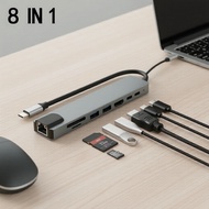 HDMI Output 8-in-1 USB 3.0 Type C Hub 4K SD TF Card Reader PD Charging for MacBook and Laptop Keluar