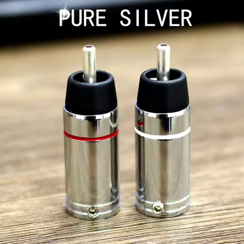 4pcs 99.999 5N Pure Silver RCA Durable & Clear Sound Home Theater Hi-Fi Systems Car Audio Connector 