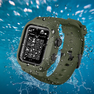 เคสซิลิโคนกันน้ำ IP68พร้อมสายรัดสำหรับ I Watch Apple Watch Series 6 5 4 3 2 42มม. 44มม. 42มม. อุปกรณ์เสริม