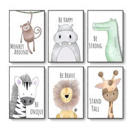 1 Piece 30x40cm Wood Frame Painting Kids Bedroom Animal Design