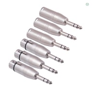 6 Pack 1/4 to XLR 6.35mm Female to XLR Male and 6.35mm Male to XLR Female Adapter Zinc Alloy Stereo 