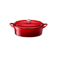 Ishigak Industrial Pumping Pot Cast Iron Casting Bonbon Nail Cocoat Gas Fire IH Red Oval 26cm