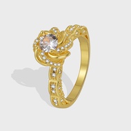 Cincin Batu Permata Swiss saduran emas 916