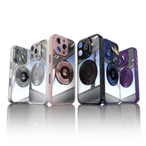 360° Rotating Metal Car Bracket Ring Magsafe Magnetic HD Transparent Phone Case for iPhone 12 - 16 P