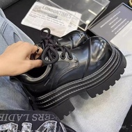 Taiwan Shipment Derby Shoes Women 2025jk Platform Thick-Soled Big Toe Small Leather British Style Ro