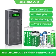 AA AAA C D 9V NI-MH battery charger Universal Multi-function LCD 6-slot rechargeable battery charger