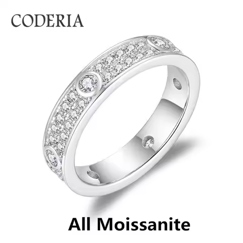 Hot Selling All Moissanite 3 Carat Male & Female Rings Plated 18k White Gold Wedding Ring 925 Sterli