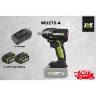 J&E WORX Professional WU289 1/2" 20V 320N.m Cordless Battery Brushless Motor  Impact Wrench #WU289