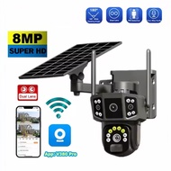 Solar Camera  WiFi Wireless Network 360 IP 8MP 4K HD CCTV Battery Dual Lens Outdoor Smart Home Secur