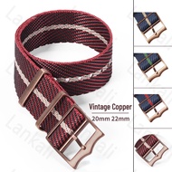 NATO Nylon Watch Band for Tudor Biwan Little Red Flower for Omega Woven Strap 20mm 22mm Universal Wrist Bracelet with Retro Copper Ring