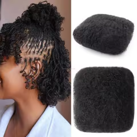 FUGANGXIU-1B Color Human Hair Afro Kinky Bulk Hair 30g/Pack Afro Kinky Bulk Hair for Locs and Braids