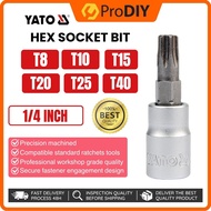 YATO 1 pc T8-T10 Socket Bit 1/4 inch Auto Repairing Durable Solid Hex bit ANSI S2 Hex 3mm L 37mm