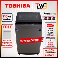 [EXPRESS DELIVERY] TOSHIBA 7KG / 8KG  Fully Auto Washing Machine Top Loading AW-M801AM(SG) Washer