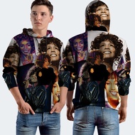 Whitney Houston Fullprint Hoodie Jacket, Polyester Jersey Material