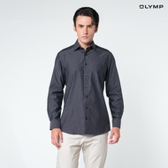 OLYMP LUXOR Shirt เสื้อเชิ้ตชาย สีเทาเข้ม ทรงหลวม ใส่สบาย รีดง่าย  Y24NOS