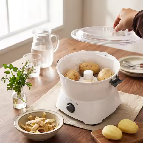 85W Electric Potato Peeler Machine 1.76lbs Load Auto Spinner with Vegetable Drainer for Home Commerc