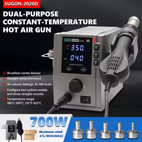 SUGON 2020D v2026 Soldering Station 700W Spiral Air Hot Air Gun High Air Volume Welding Machine PCB