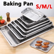 Stainless Steel Rectangle Bakeware Oven Baking Pan with Wire Rack Steel Cake Baking Grill Tray
