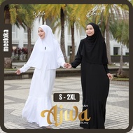 Jubah muslimah S - 2XL wanita maxi dress long sleeve plain umrah color warna white putih black hitam loose - AJWA