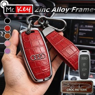 [Mr.Key] Audi Crocodile Pattern Zinc Alloy Key Cover For A3 8Y A4 A6 A7 A8 E-tron Q5 Q8 C8 D5 Auto S