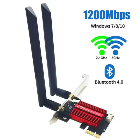 1200Mbps PCI-E Wireless Adapter Network Card Dual Band 2.4G/5GHz 802.11AC For Bluetooth 4.0 Desktop 