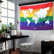 客製化 彩虹 世界地圖掛布