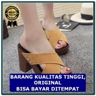Hils Wanita Platform Heels Sandals Haihils High YC566 Jh100 Tan