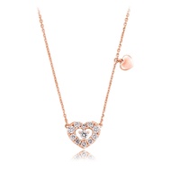 CHOW TAI FOOK Little Gift [小心意] Collection 18K 750 Rose Gold with Diamond Heart Pendant Necklace U154738