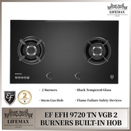 [SG Seller]EF EFH 9720 TN VGB Tempered Glass Gas Hob 2 Burners 86CM Kitchen Appliances Cooking Hobs 