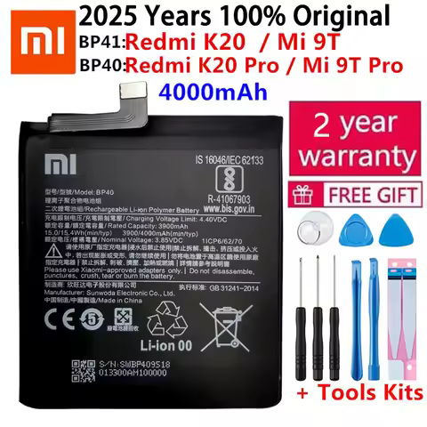 100% Original Replacement Battery BP41 BP40 For Xiaomi Redmi K20 Pro Mi 9T Pro Mi9T Redmi K20Pro Pre