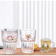 Vertical pattern usagyuun rabbit glass cup CVD6 cute cartoon 350ml handleless 2-step cup