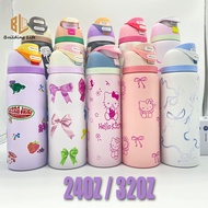 Owala's 24OZ/32OZ FreeSip Stainless Steel Thermos Sports Water Bottle with Straw & Double Drinking