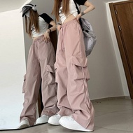 Plus size wide leg cargo pants for women girls dance plus size Korean style casual mopping trousers