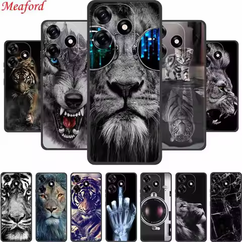 For Realme C61 Phone Case Cover Lion Wolf Tiger Black Silicone Soft Back Cover Case For Realme C61 C