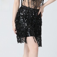 Shiny Tassel Skirt Latin Dance Performance Costume Half-length Festival Stage Show Dress Womens Poly