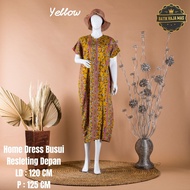 Home Dress Wanita Dewasa Lengan Pendek Busui Friendly Resleting Depan Baju Daster Rayon Viscose Prem