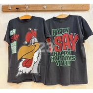 [23] Luney Tunes 1993 Foghorn Leghorn Happy Holidays Yall Bio Washed vintage shirt Cartoon