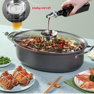 COOKER KING Steamed Fish Pot Oval Large Household 304 Stainless Steel Steamed Fish Rack 39cm Fish Steaming Seafood Pot Non-Stick Multi-purpose Grilled Tool 炊大皇蒸鱼锅不粘锅