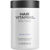 Codeage Hair Vitamins 10000 mcg Biotin, Keratin, Collagen, Vitamin A, B12, C, D3, E, Zinc, Turmeric,