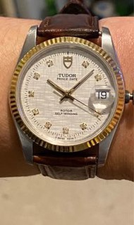 Tudor 帝舵 74033 鑽石 18K 金鋼 銀布紋 34mm