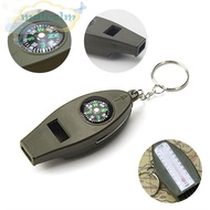 MALCOLM Survival Whistle, Compass 4 in 1 Emergency Whistle, Safety Magnifier Green Multifunction Outdoor Whistle Outdoor Sports