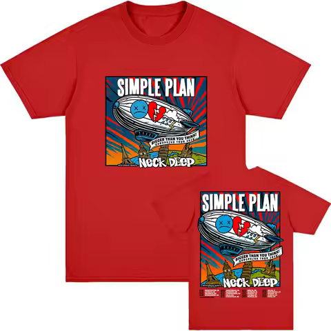 Bigger Than You Think! Tour2026 T-shirt Simple Plan Band Heavy Mental Tshirts Cotton Summer Unisex S