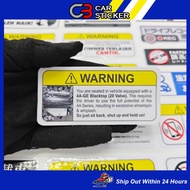 WARNING 4A GE BLACKTOP ENGINE CAR INTERIOR STICKER  / W101