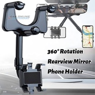 In-Car Rearview Mirror Mobile Phone Holder Phone Mount Adjustable 360° Rotatable Universal GPS Pemegang Telefon 手机支架
