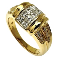 Size 12.5, Diamond Ring (0.76ct total), K18 Gold, 7.3g, Women's [Used]