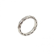 BVLGARI Serpenti蛇形間鑽單圈戒指18K白金/鑽石56