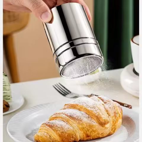 Stainless Steel Cocoa Flour Coffee Sifter Flour Sugar Icing Mesh Sifter PowderSpreading Tank for Fan