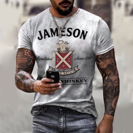2024 European and American foreign trade Jameson whiskey men's casual T-shirt 3D printed short sleeve shirt men cross-border