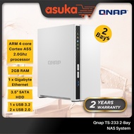Qnap TS-233 2-Bay NAS System (ARM 4-Core Cortex-A55 2.0 Ghz processor, 2GB RAM, 3.5" SATA HDD